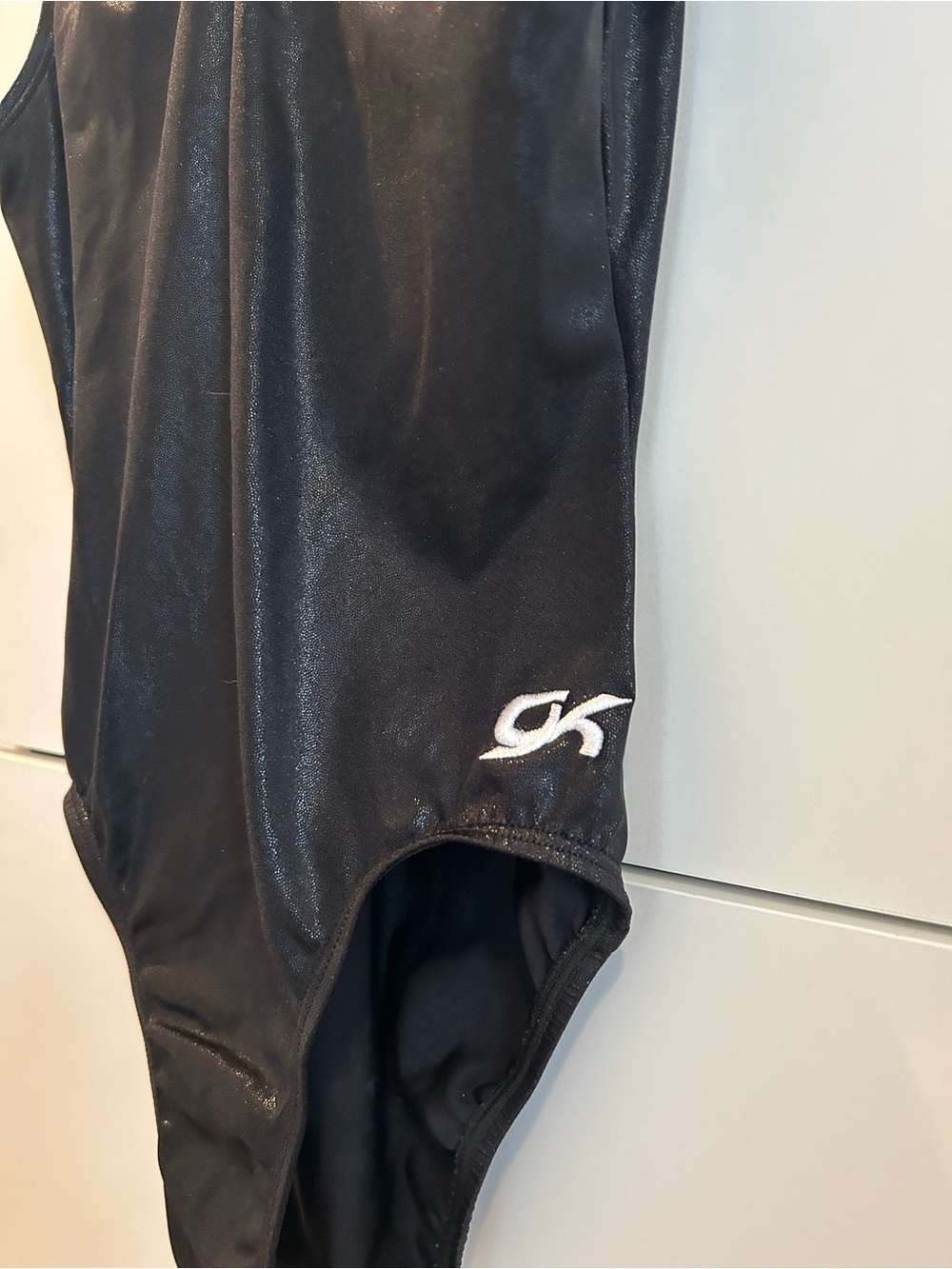 GK Black Shiny Gymnastics Leotard -Size CM - Picture 3 of 7